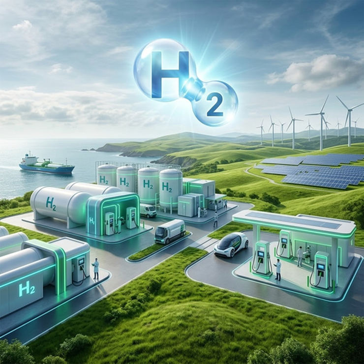 Hydrogen infrastructure with H2 production, storage, and fueling assets